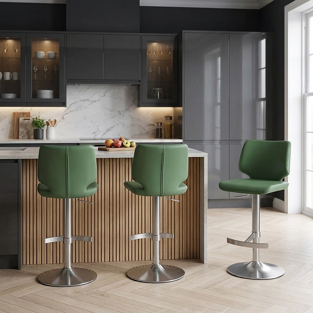 Mode Brushed Steel Stool Green