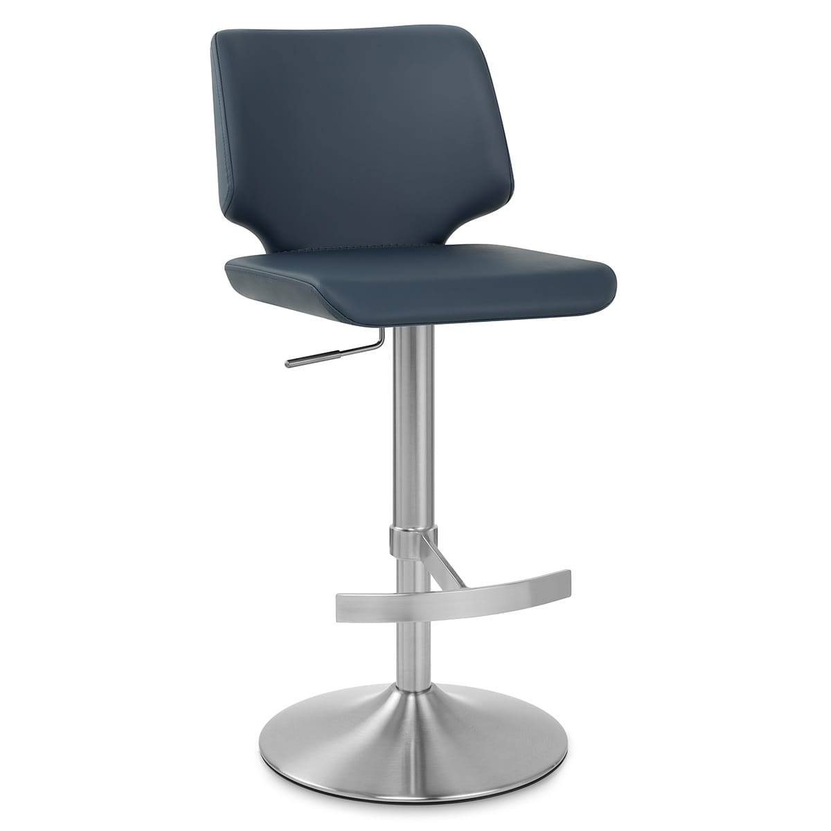 Mode Brushed Steel Stool Navy Blue