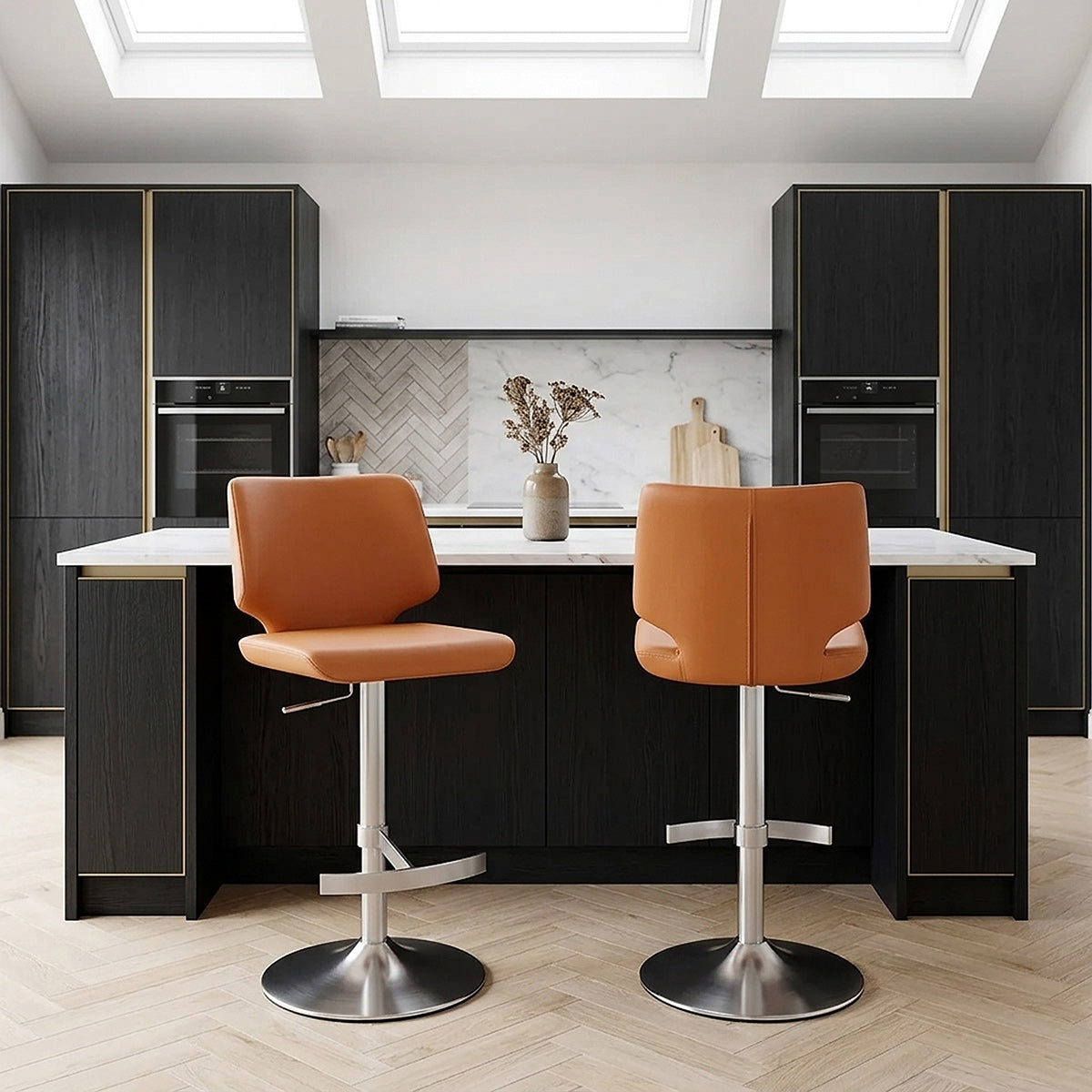 Mode Brushed Steel Stool Burnt Orange