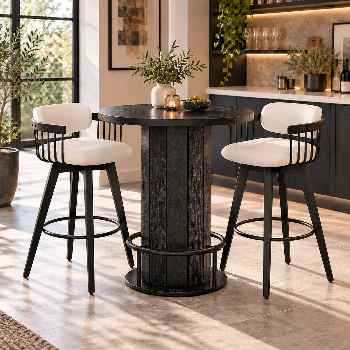 Mondo Round Wooden Bar Table Black
