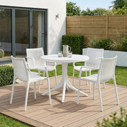 Mono Outdoor Table & 4 Aura Stackable Armchairs Dining Set