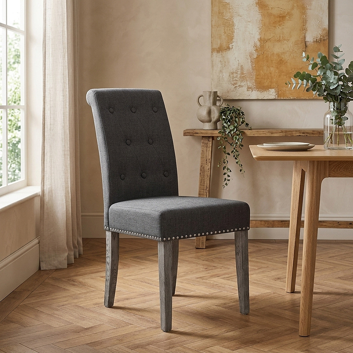 Moreton Dining Chair Charcoal Fabric