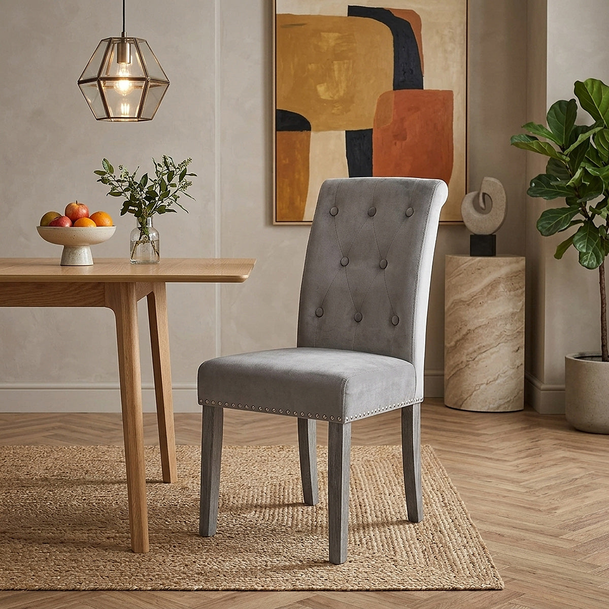 Moreton Dining Chair Grey Velvet