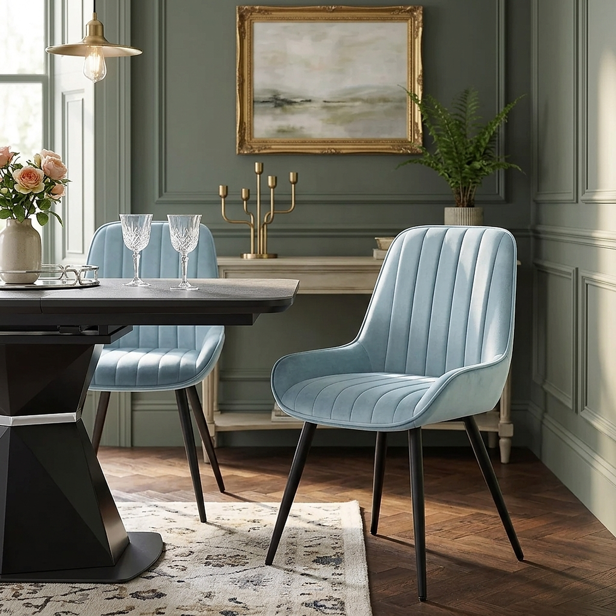 Mustang Chair Sky Blue Velvet