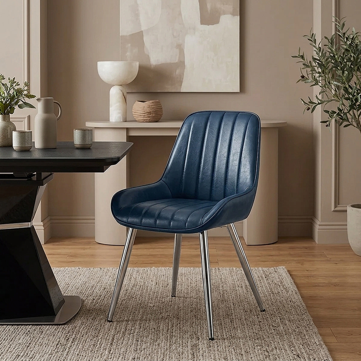 Mustang Chrome  Chair Antique Blue
