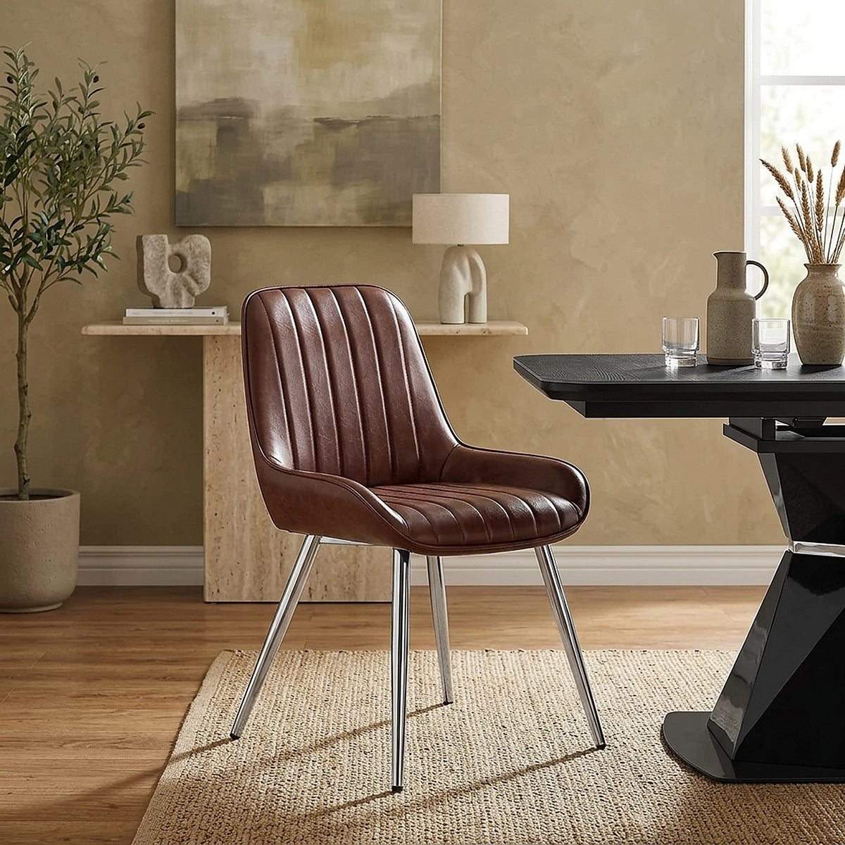 Mustang Chrome Chair Antique Brown