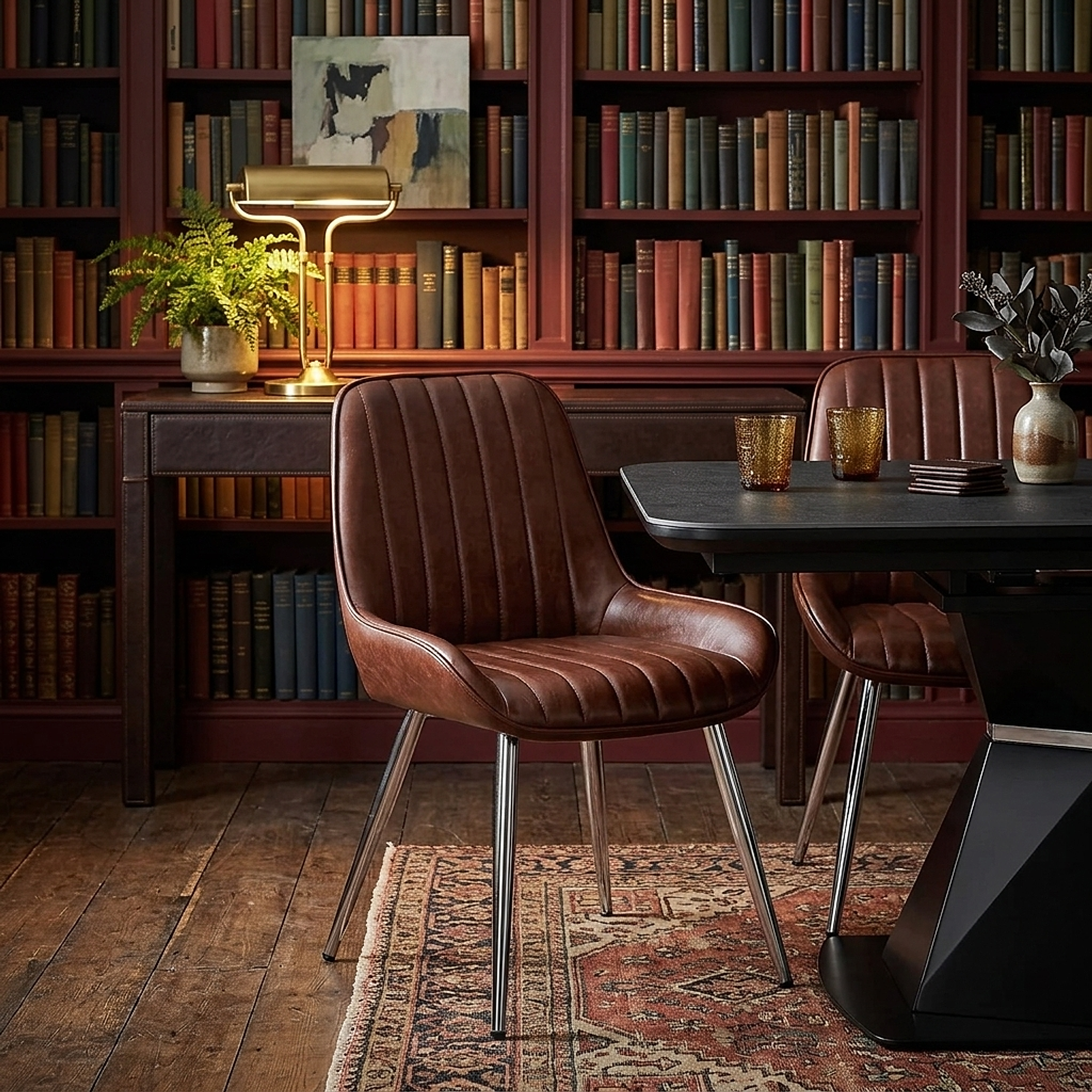 Mustang Chrome Chair Antique Brown