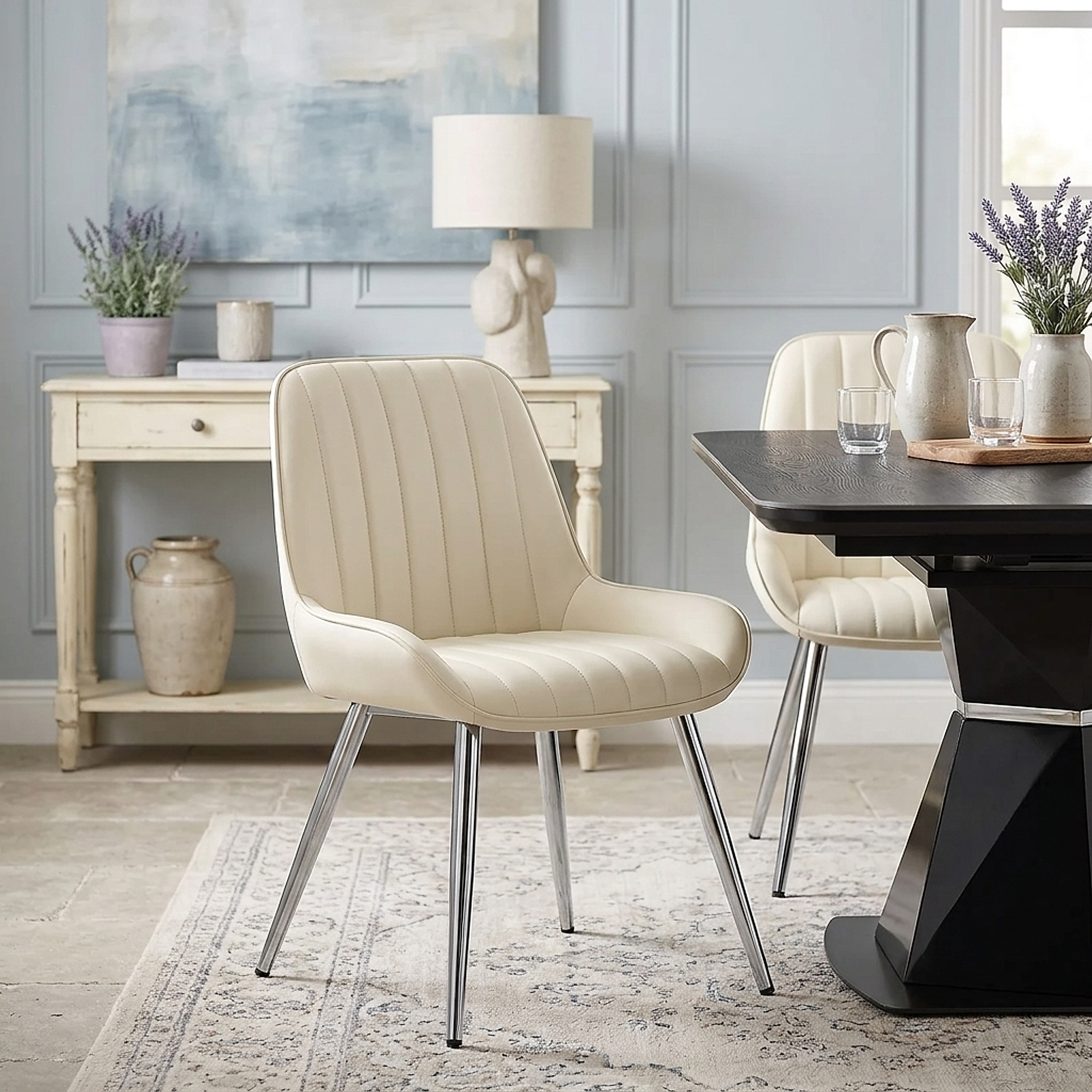 Mustang Chrome Chair Antique Cream