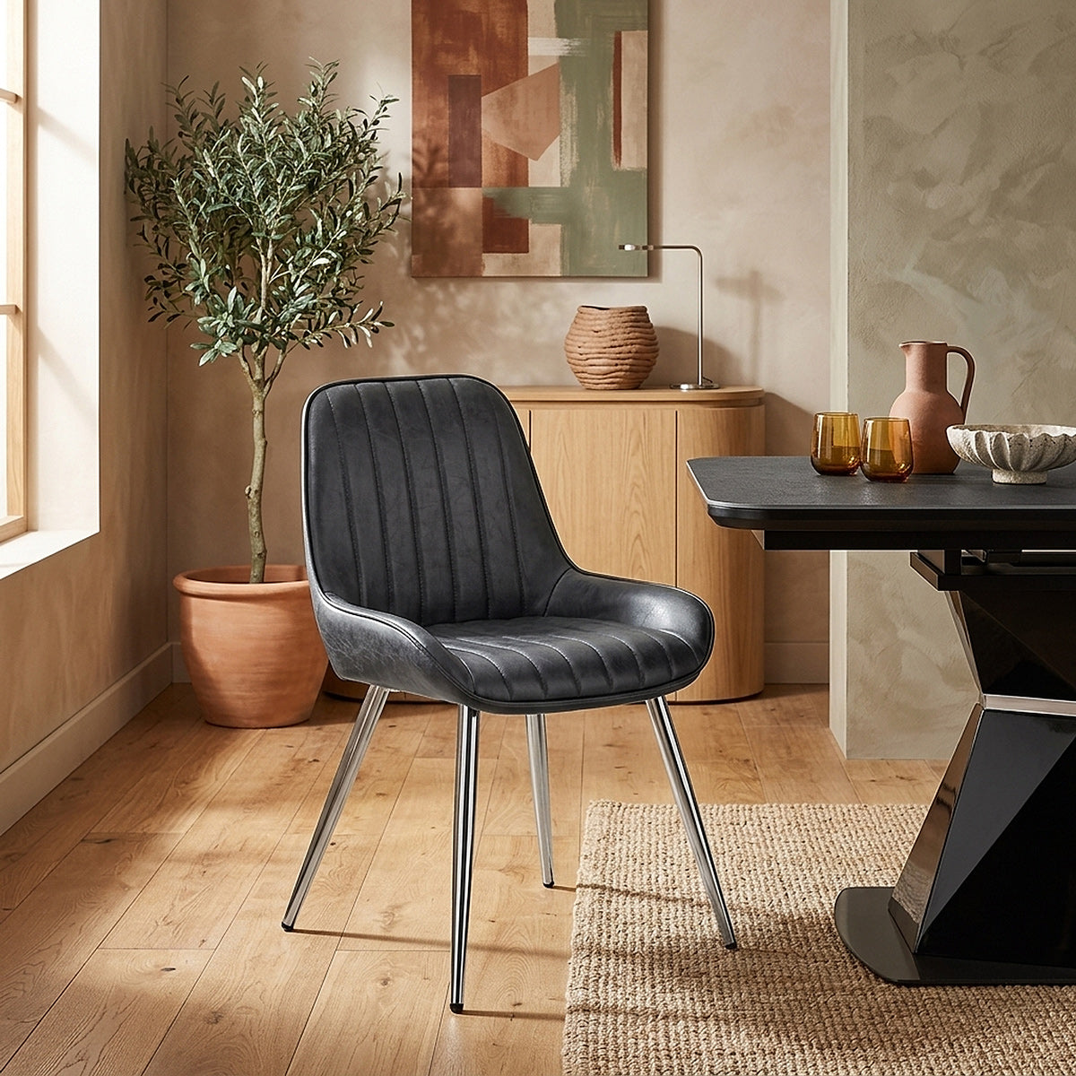 Mustang Chrome Chair Antique Midnight Blue