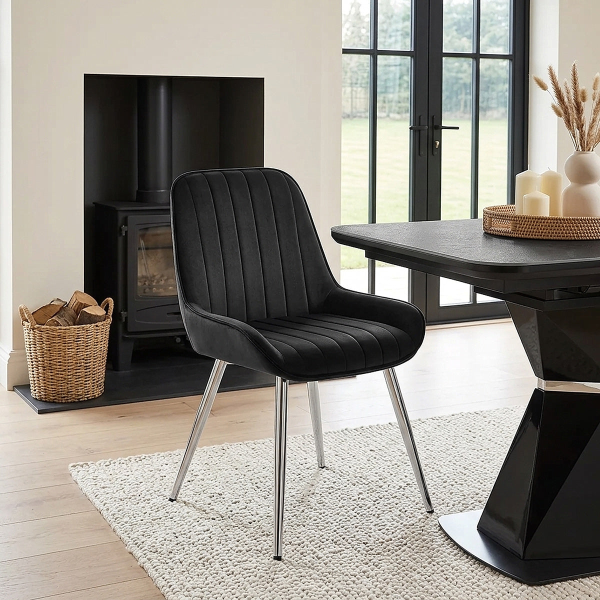Mustang Chrome Chair Black Velvet
