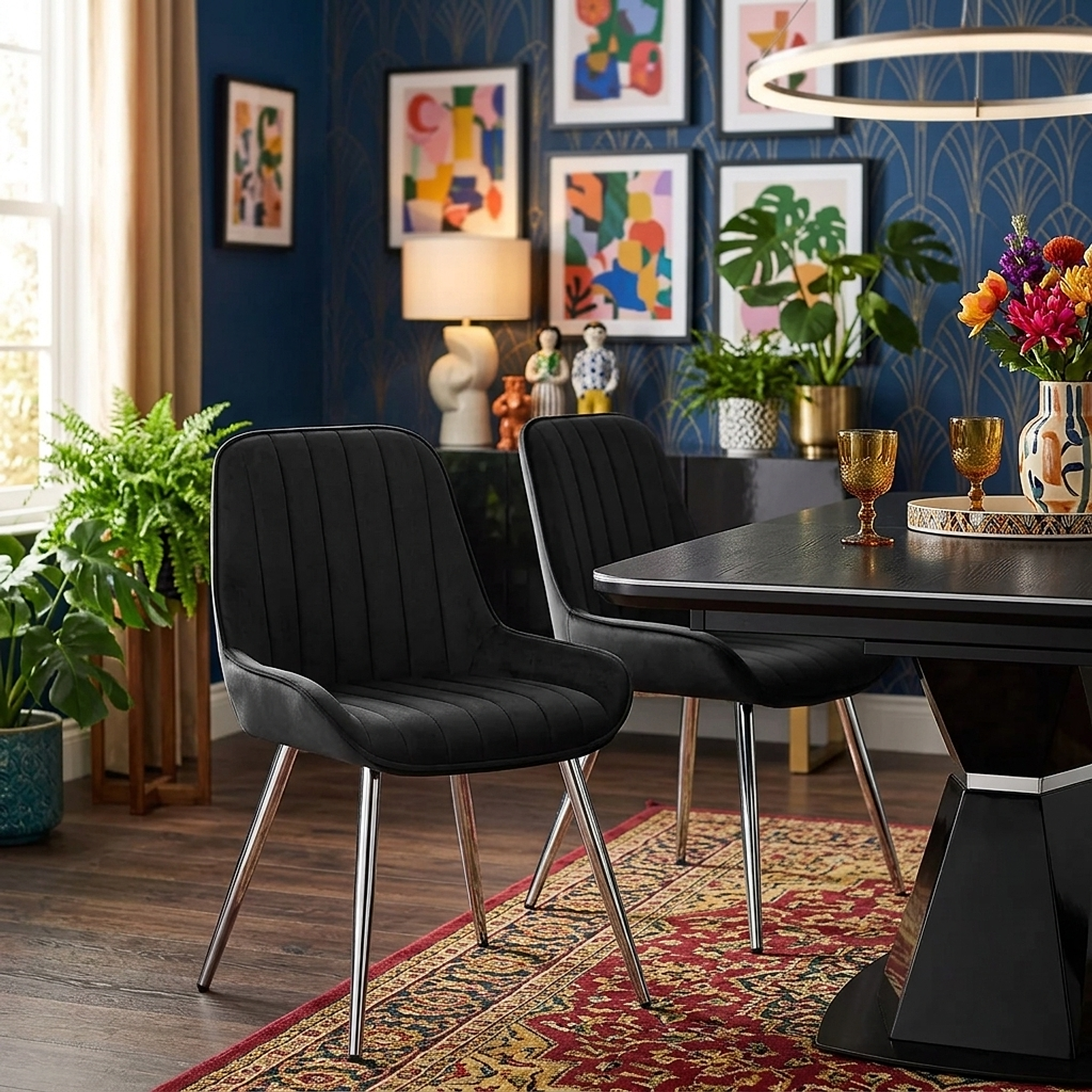 Mustang Chrome Chair Black Velvet