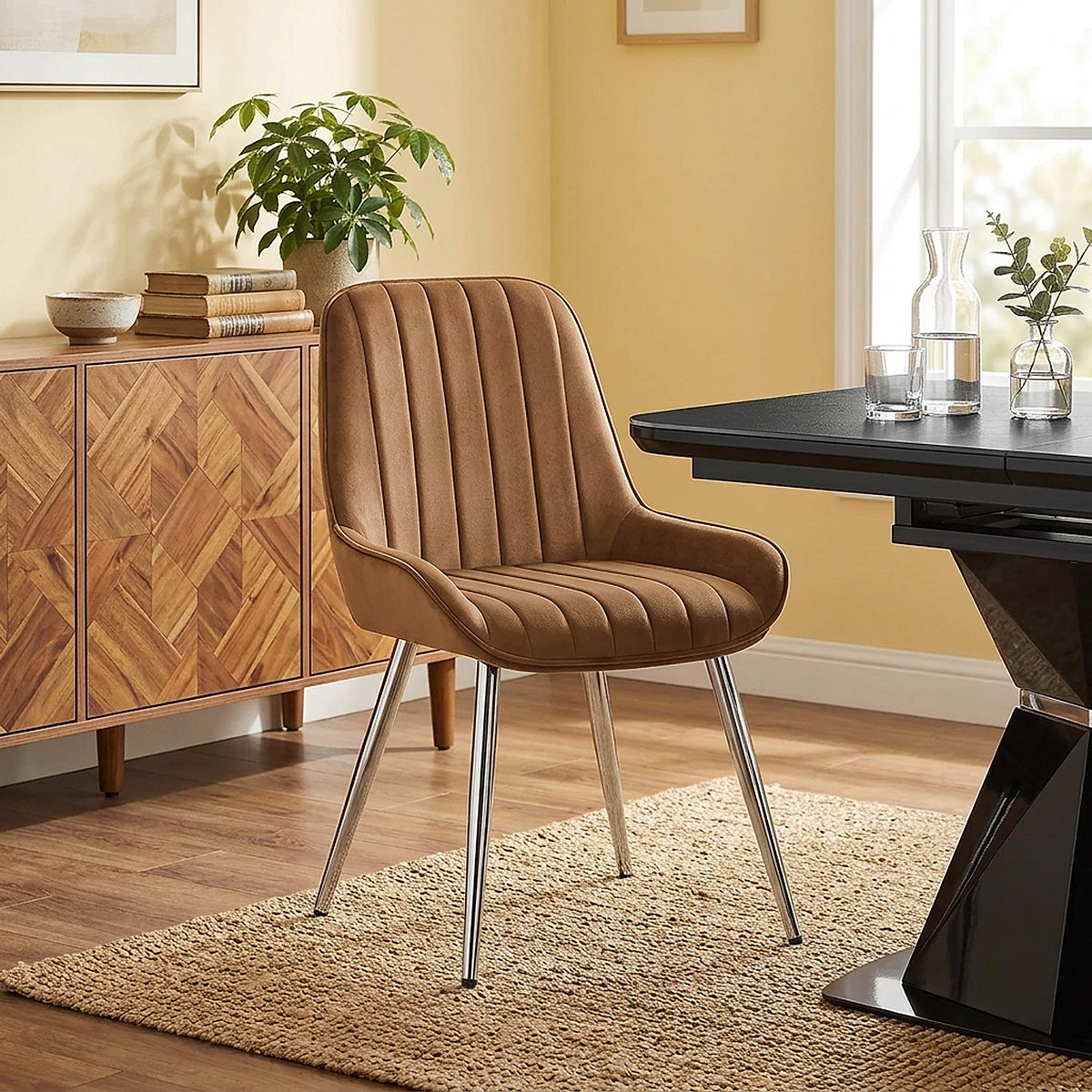 Mustang Chrome Chair Brown Velvet