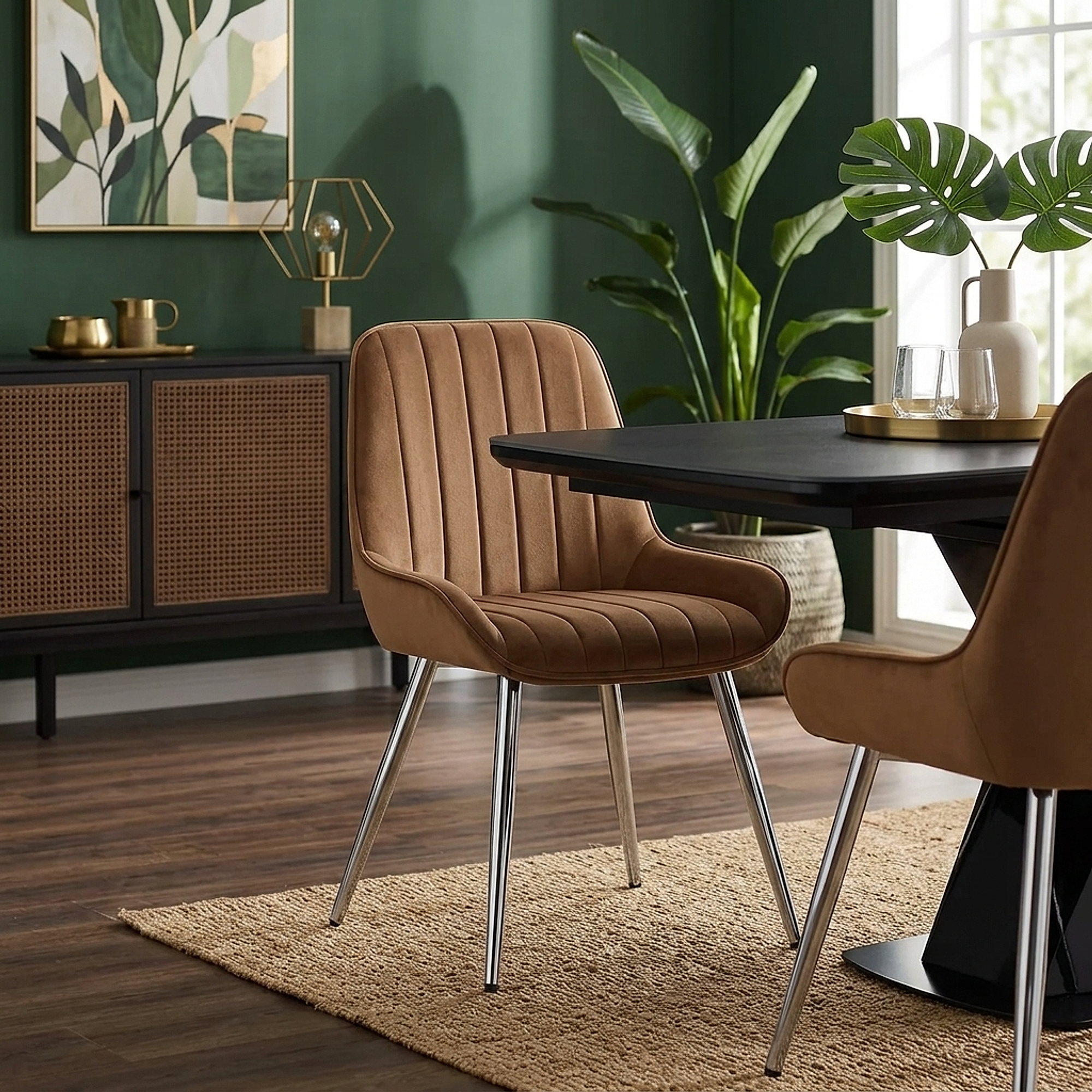 Mustang Chrome Chair Brown Velvet
