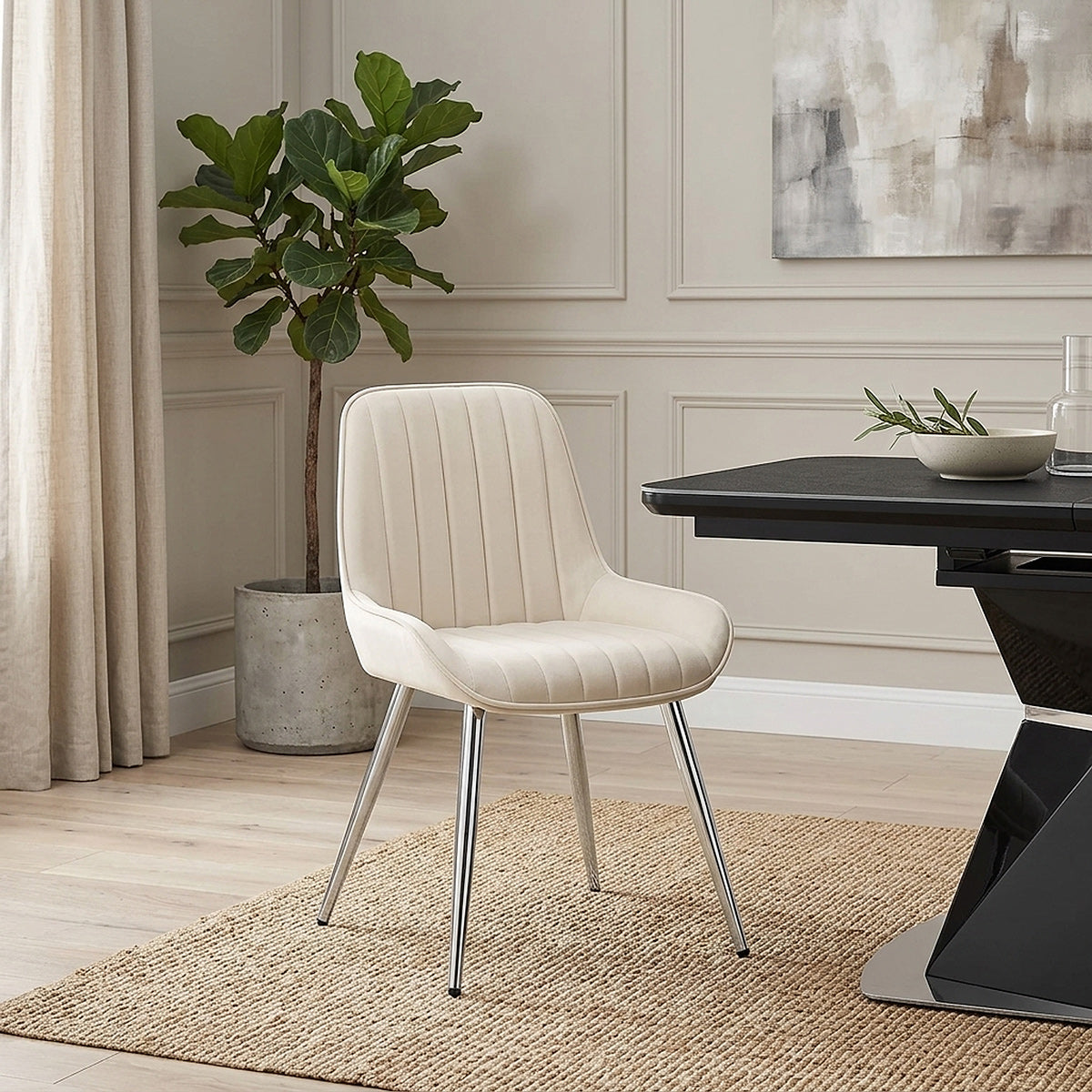 Mustang Chrome Chair Cream Velvet
