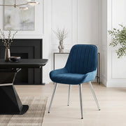 Mustang Chrome Chair Midnight Blue Velvet