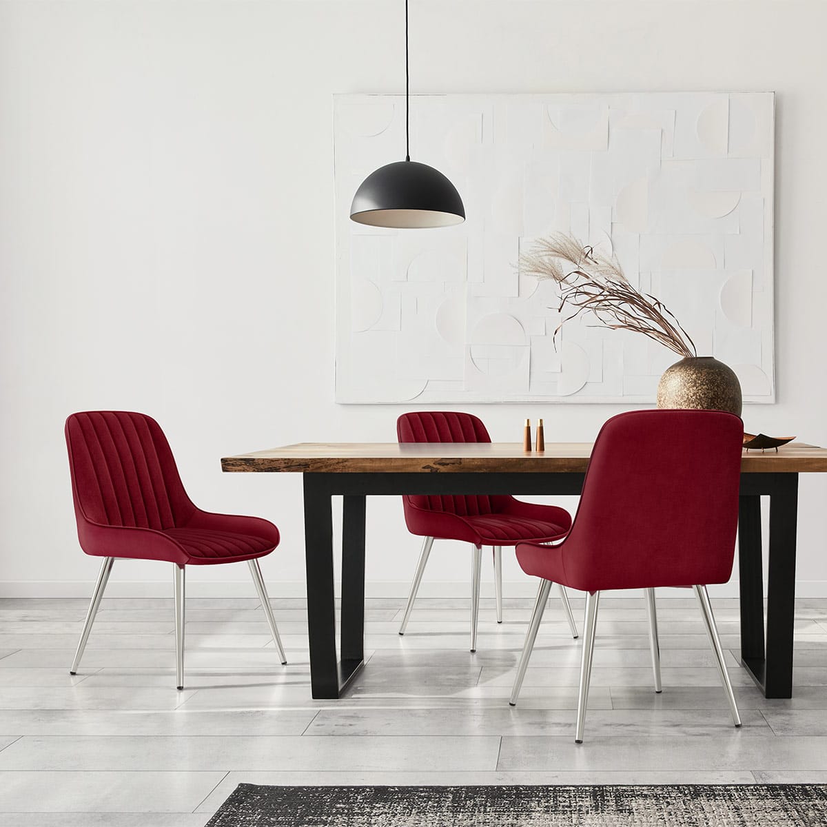 Mustang Chrome Chair Red Velvet