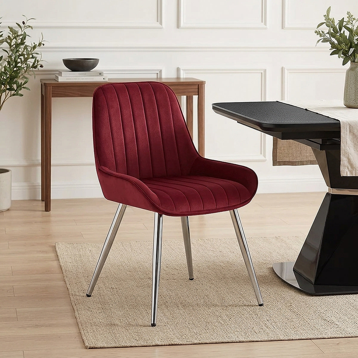 Mustang Chrome Chair Red Velvet