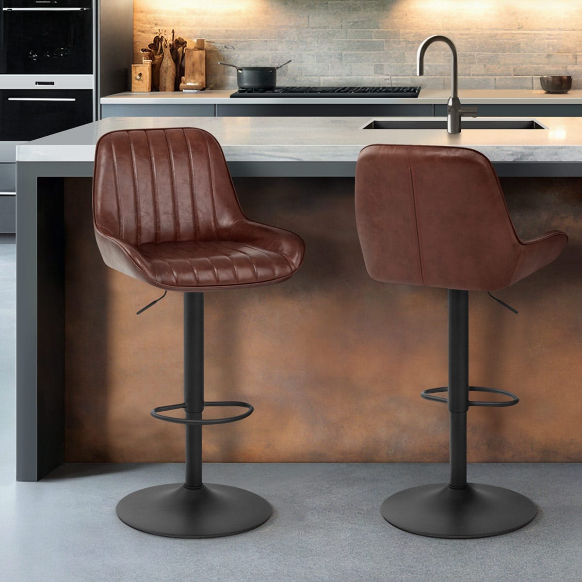 Mustang Gas Lift Bar Stool Antique Brown