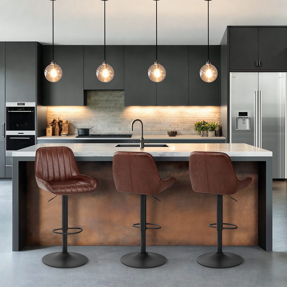 Mustang Gas Lift Bar Stool Antique Brown