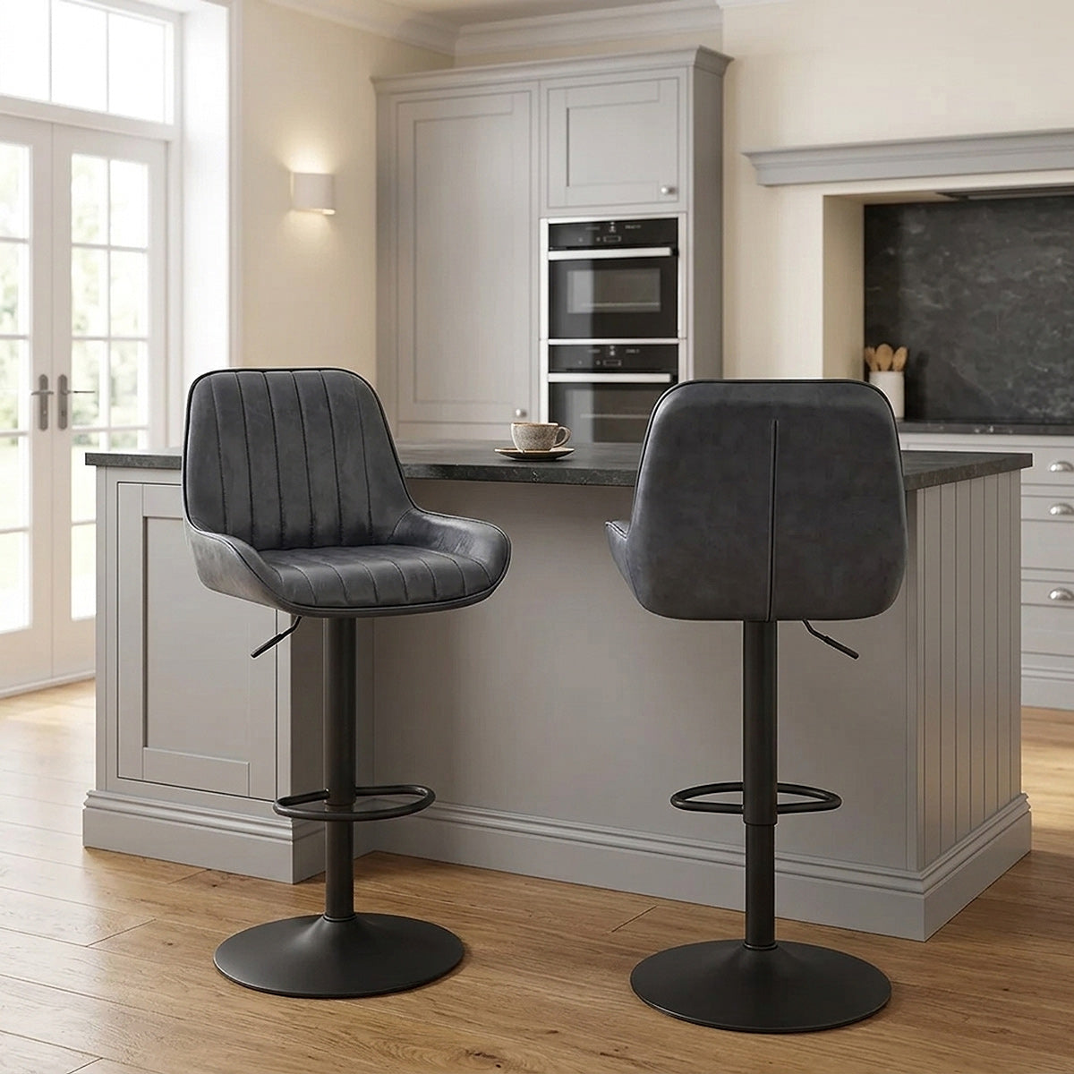 Mustang Gas Lift Bar Stool Antique Midnight Blue