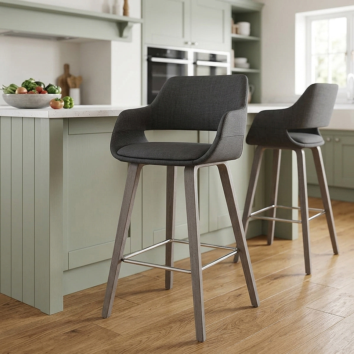 Nappa Bar Stool Charcoal Fabric