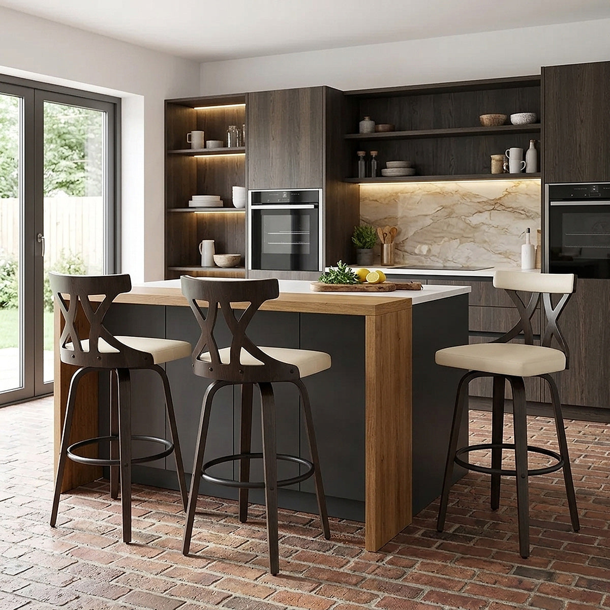 Nash Stool Dark Walnut & Cream