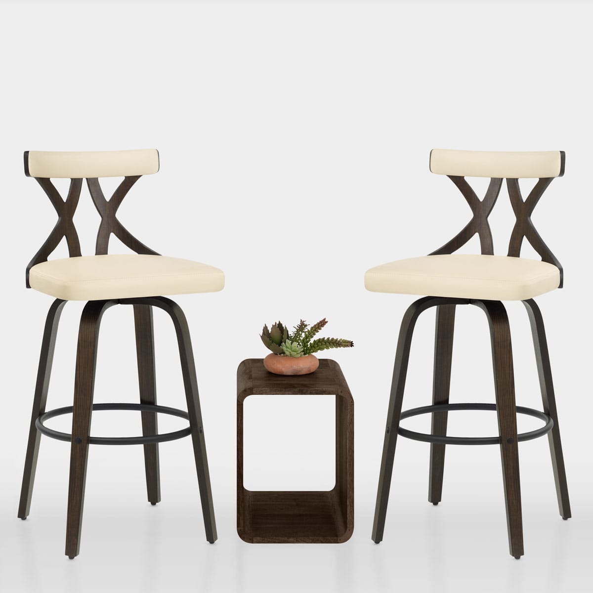 Nash Stool Dark Walnut & Cream