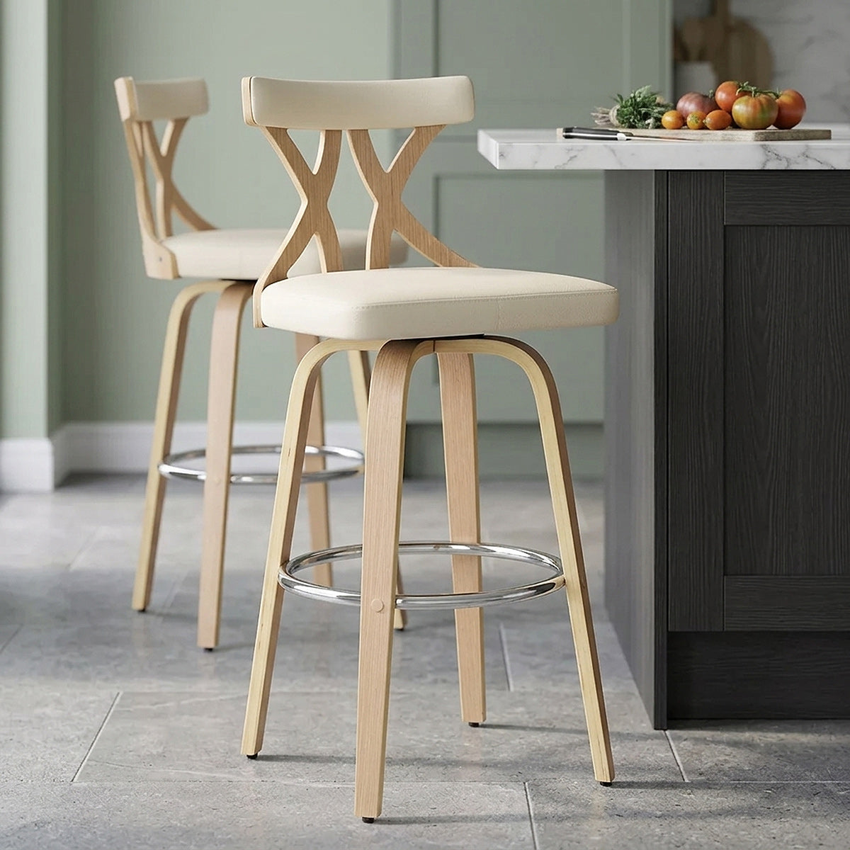 Nash Stool Wood & Cream