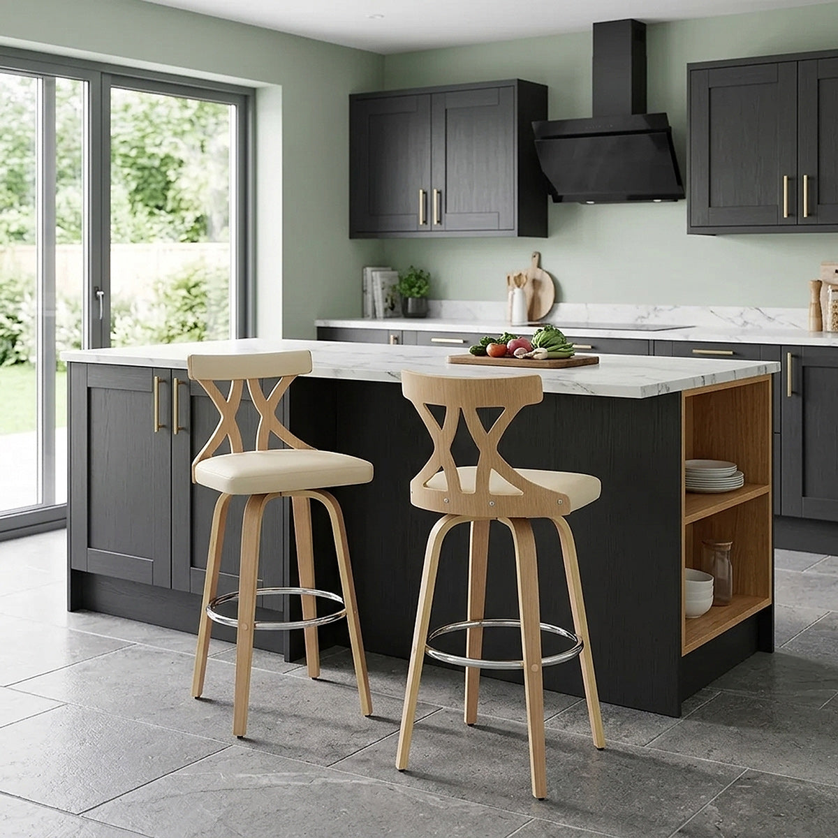 Nash Stool Wood & Cream
