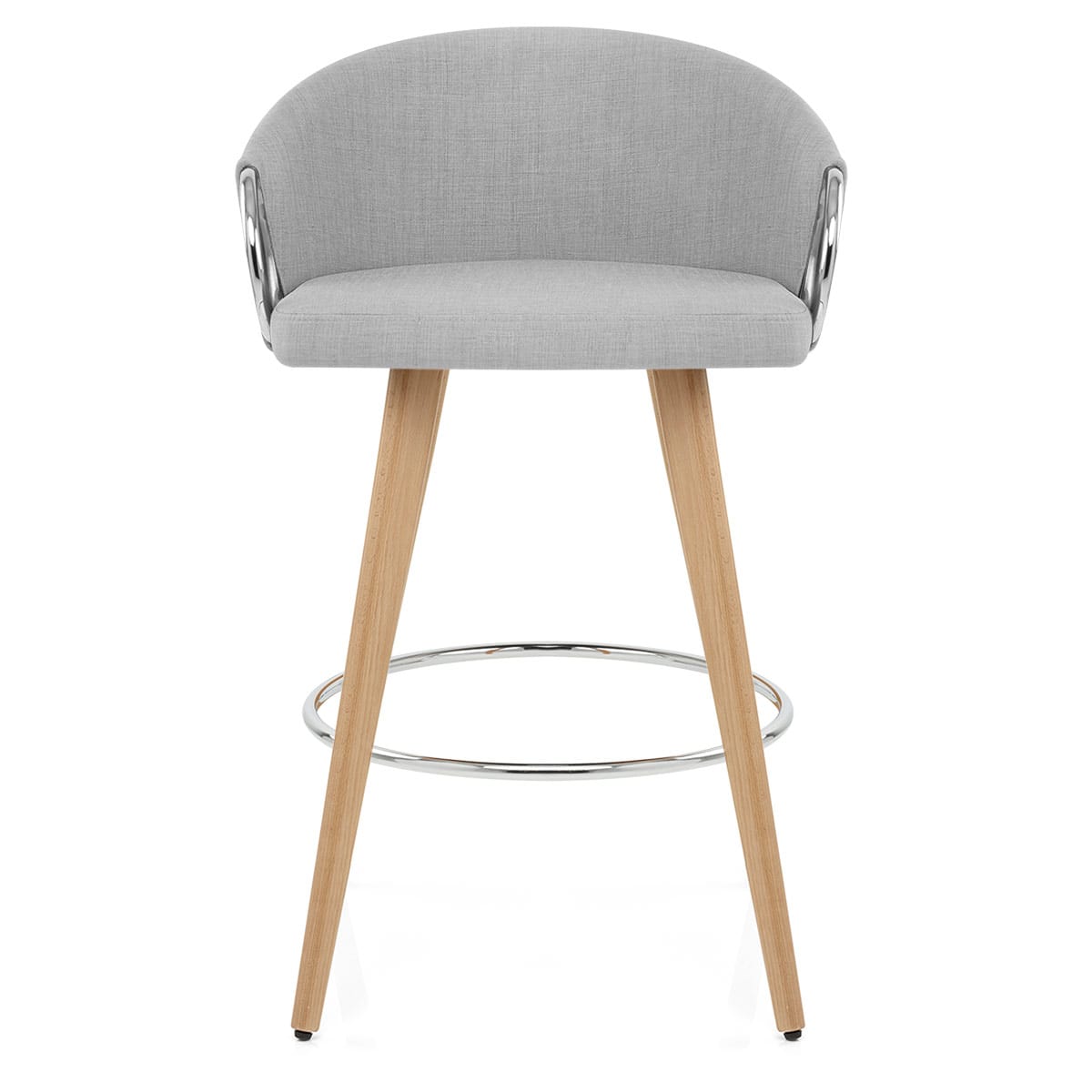 Neo Wooden Stool Grey Fabric