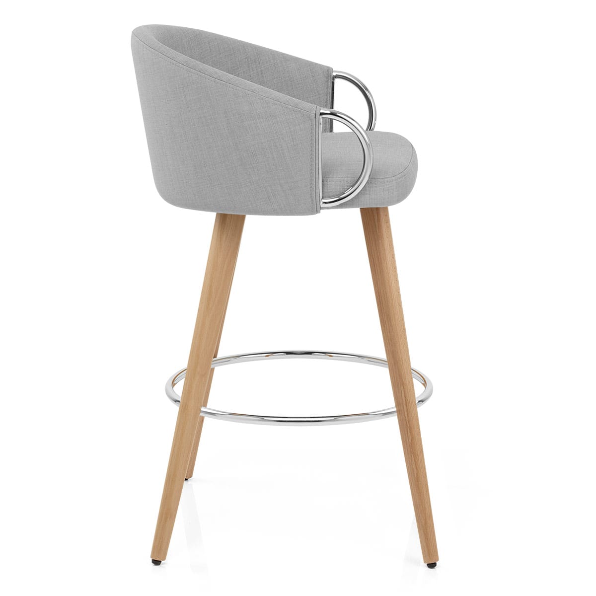 Neo Wooden Stool Grey Fabric