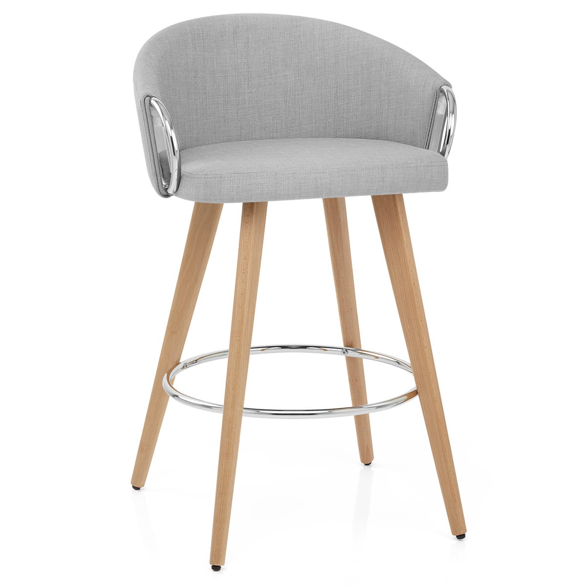 Neo Wooden Stool Grey Fabric
