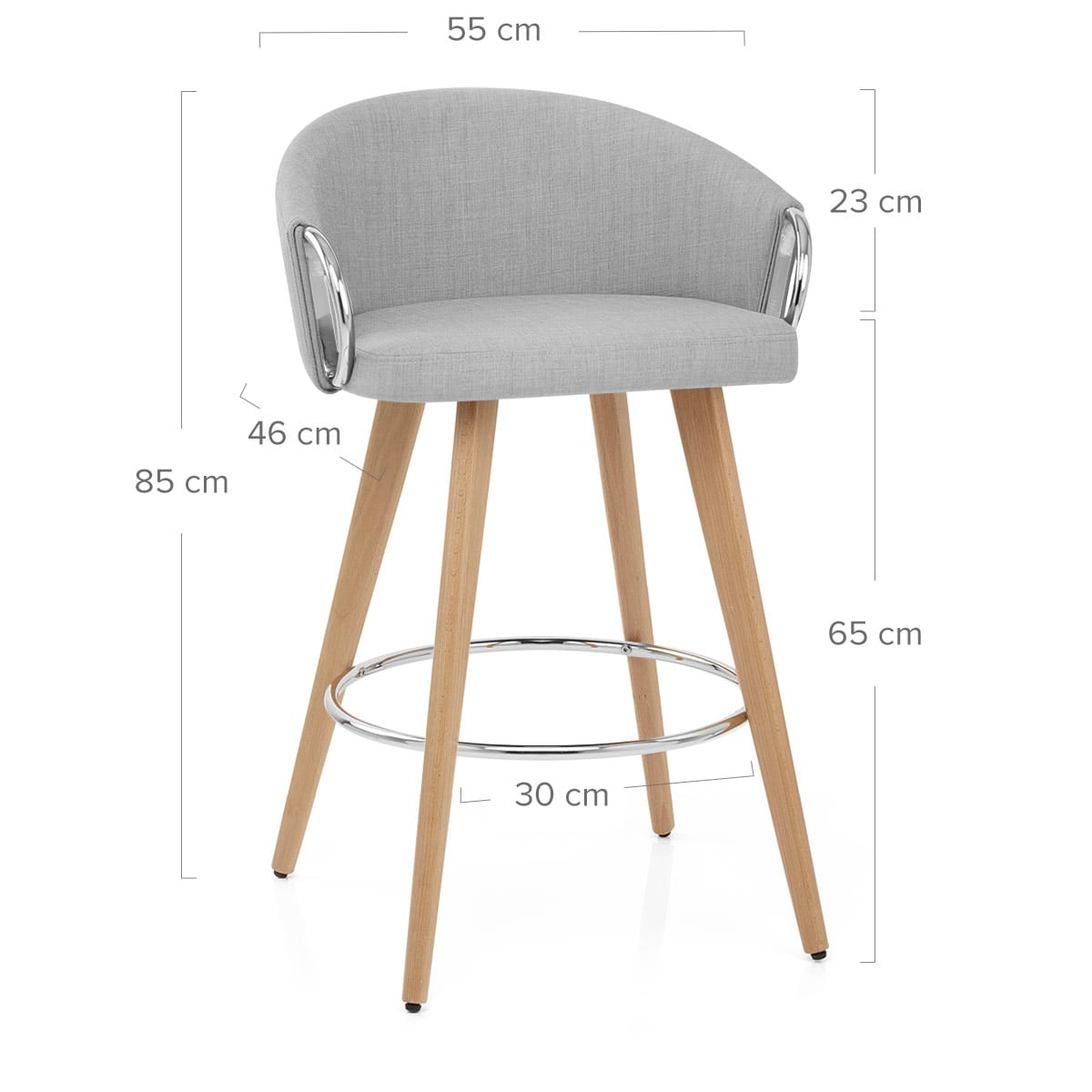 Neo Wooden Stool Grey Fabric