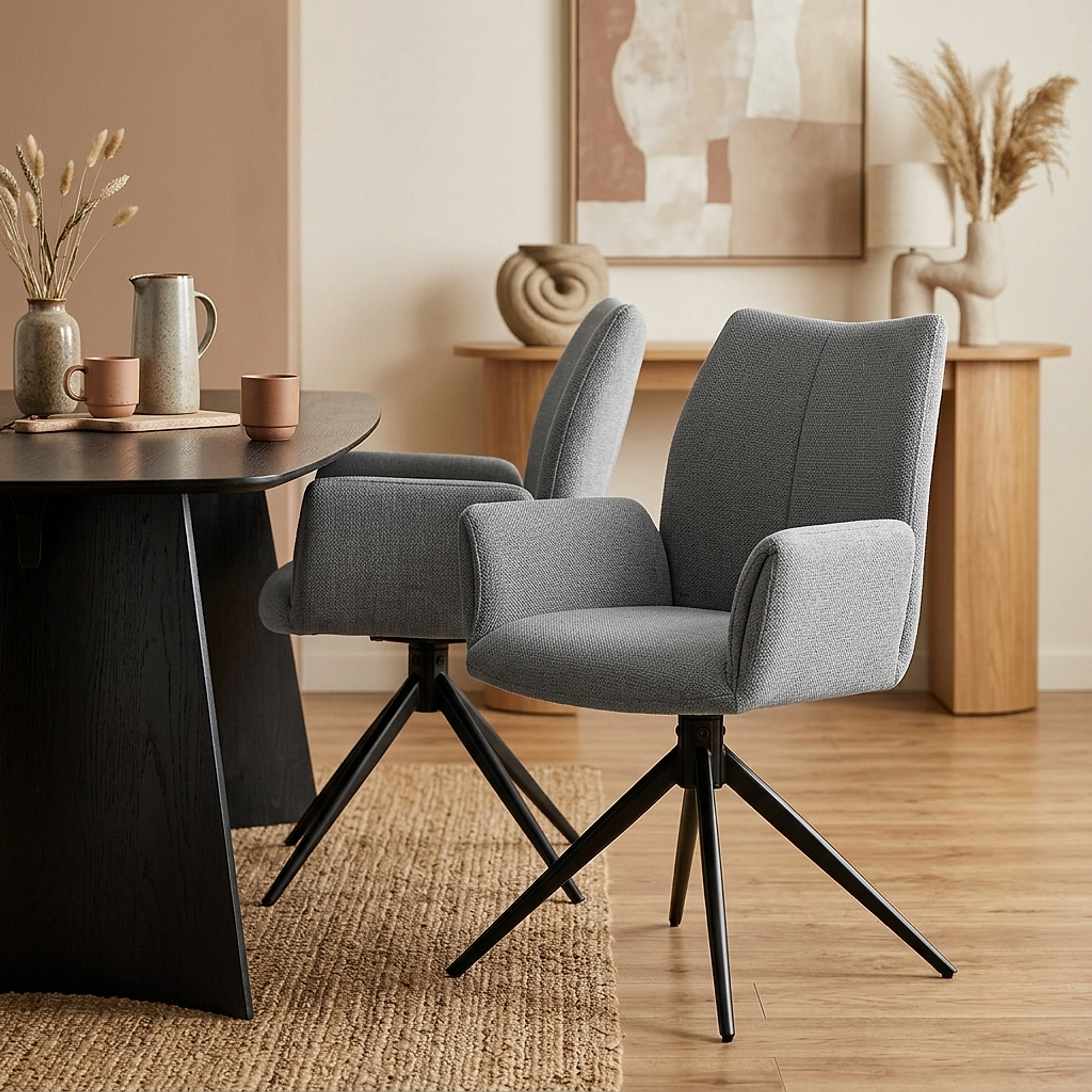 Neve Arm Chair Grey Fabric