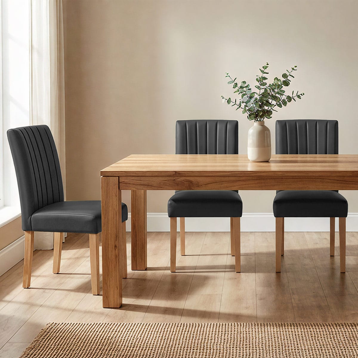 Newbury Real Leather Dining Chair Black