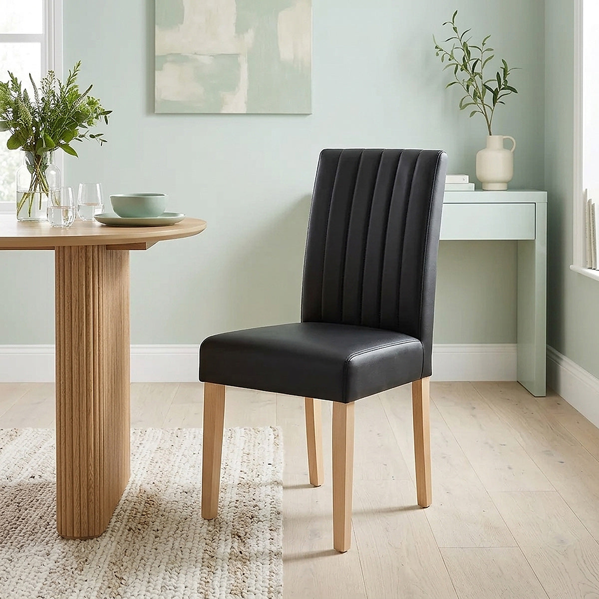 Newbury Real Leather Dining Chair Black