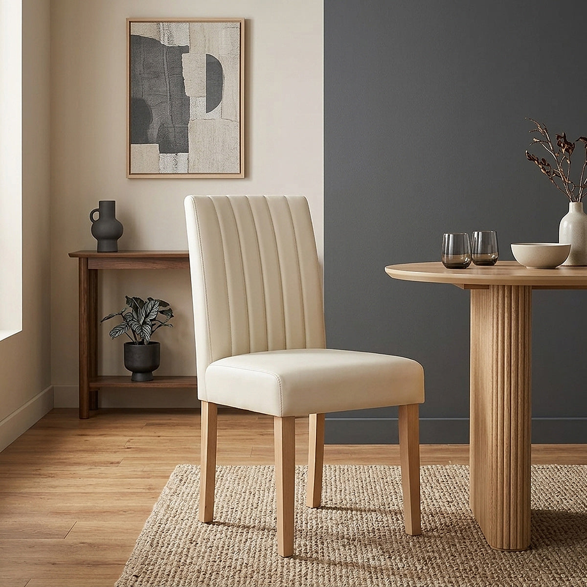 Newbury Real Leather Dining Chair Cream