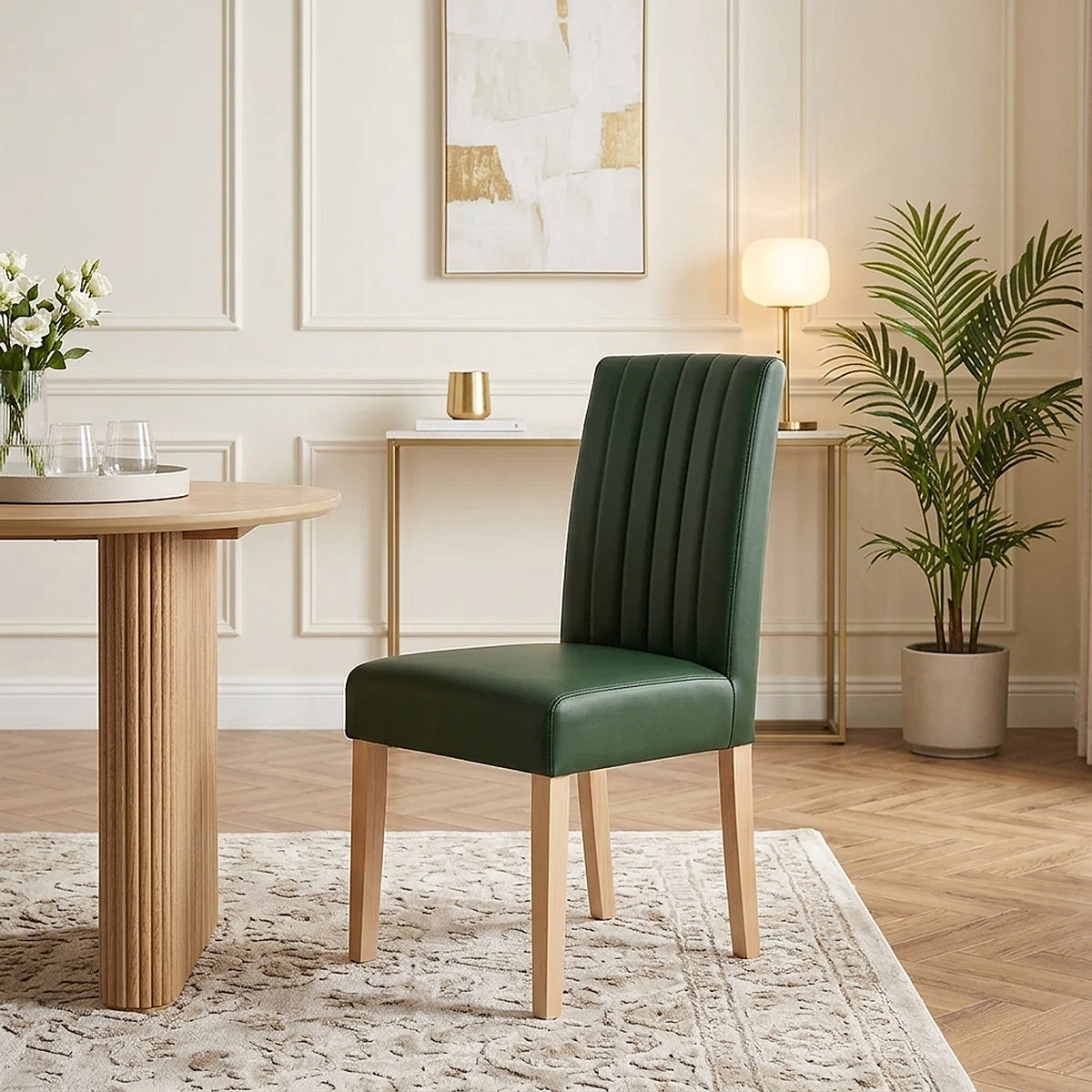 Newbury Real Leather Dining Chair Green