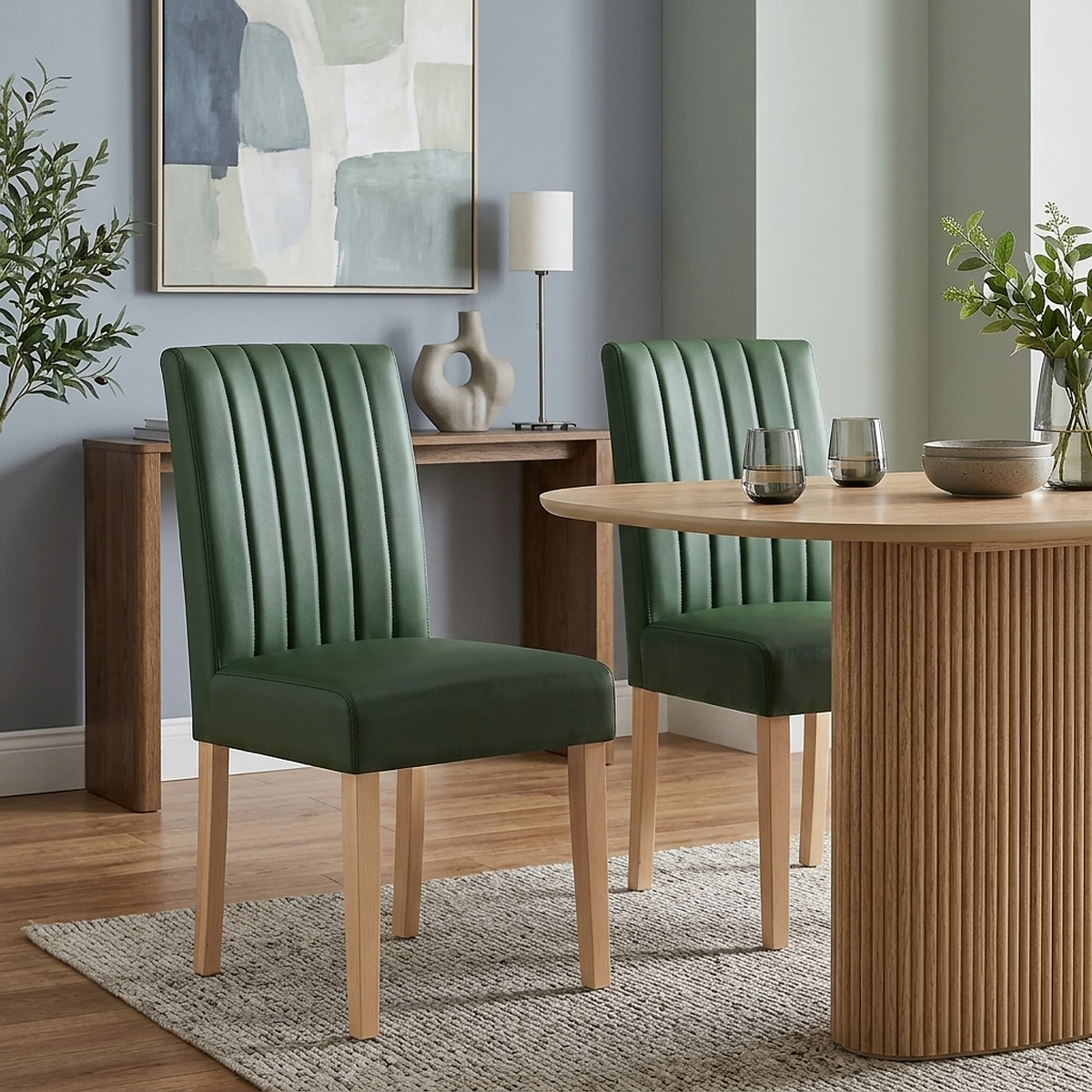 Newbury Real Leather Dining Chair Green