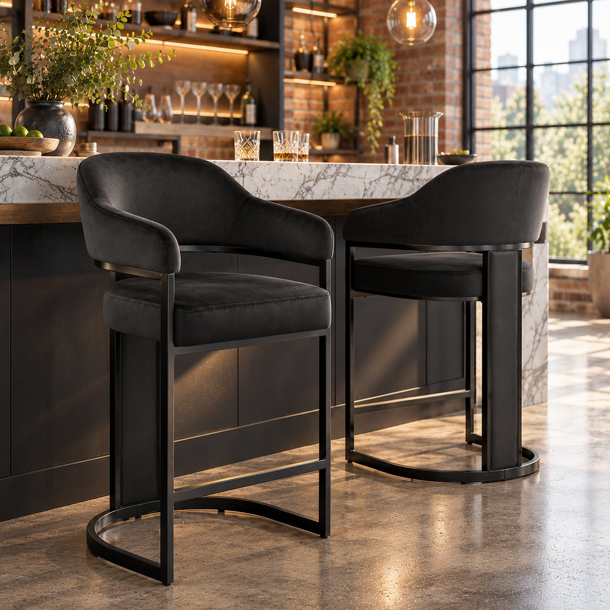 Niagara Bar Stool Black Velvet