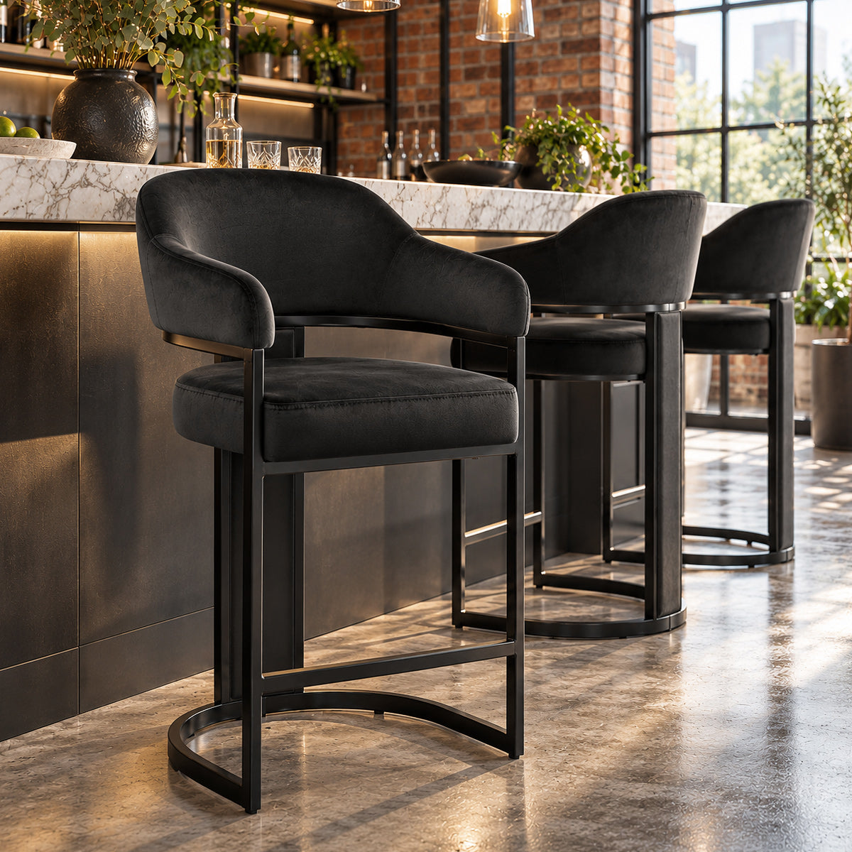 Niagara Bar Stool Black Velvet