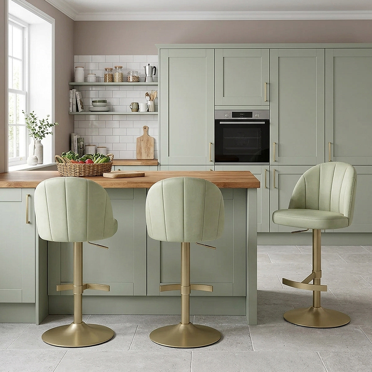 Nicola Bar Stool Green Velvet