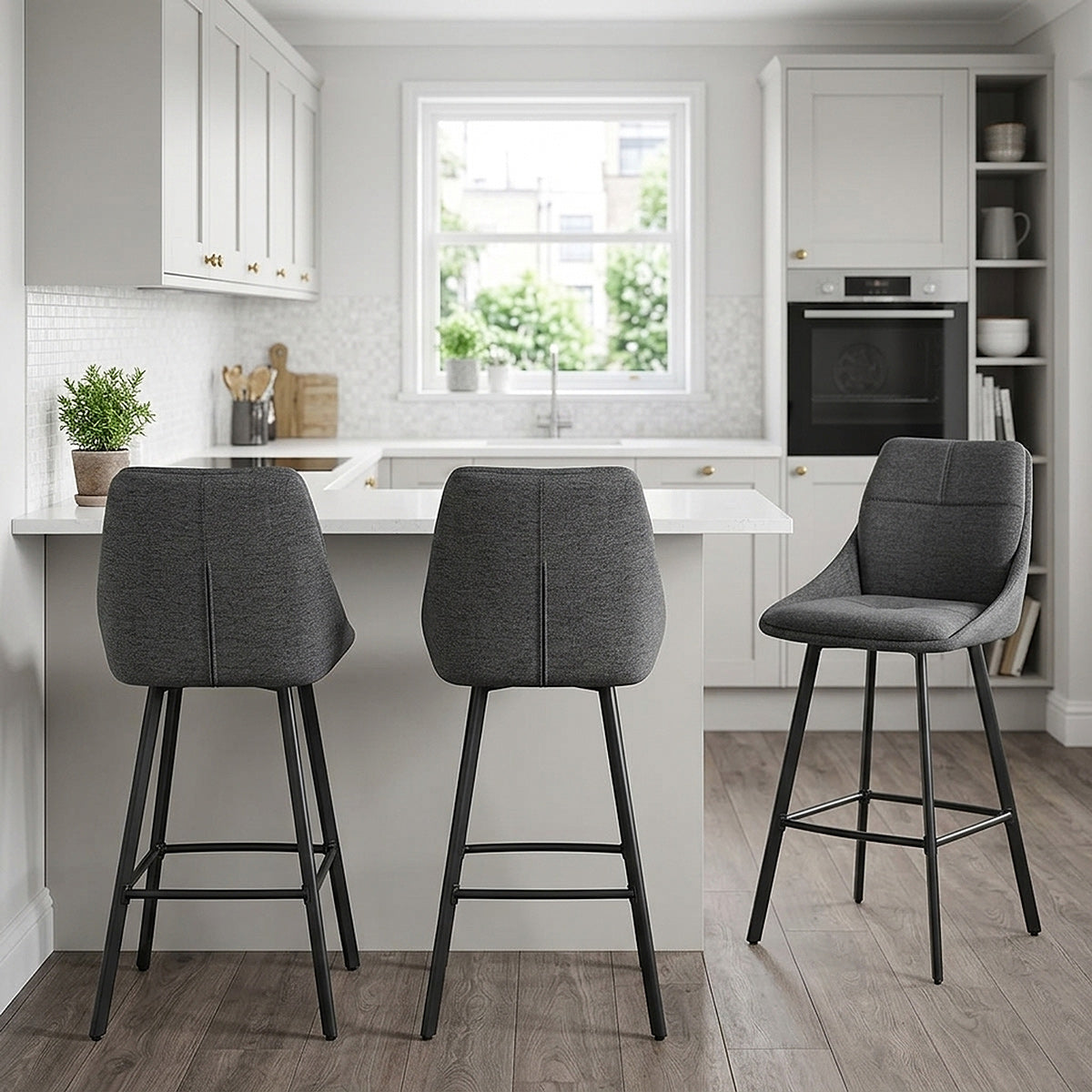 Nova Bar Stool Charcoal Fabric