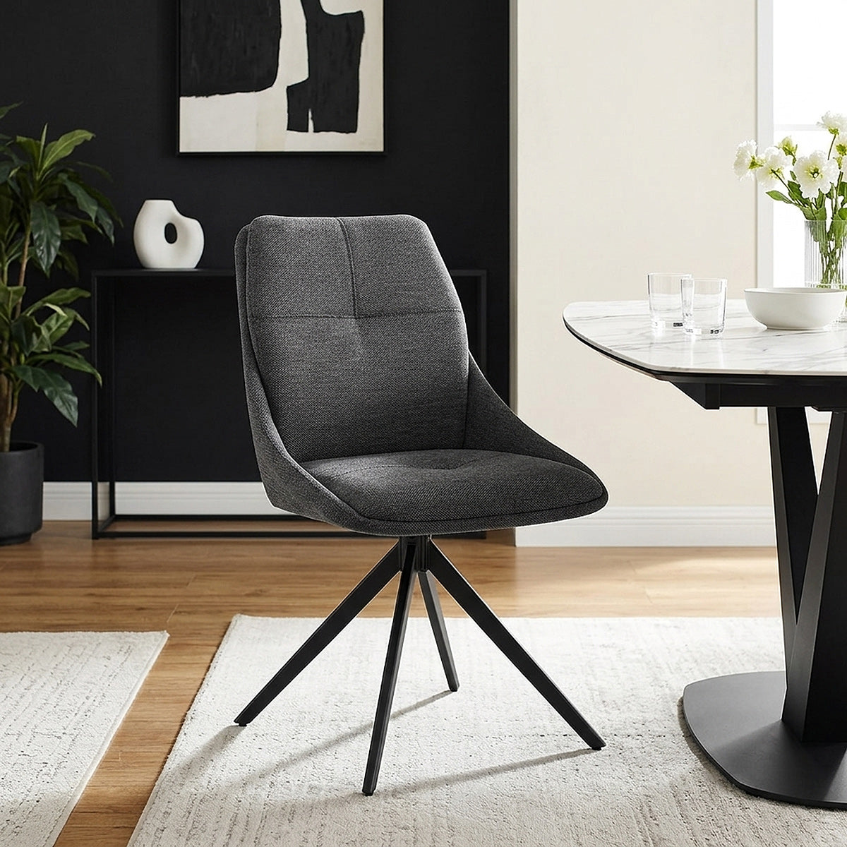 Nova Dining Chair Charcoal Fabric