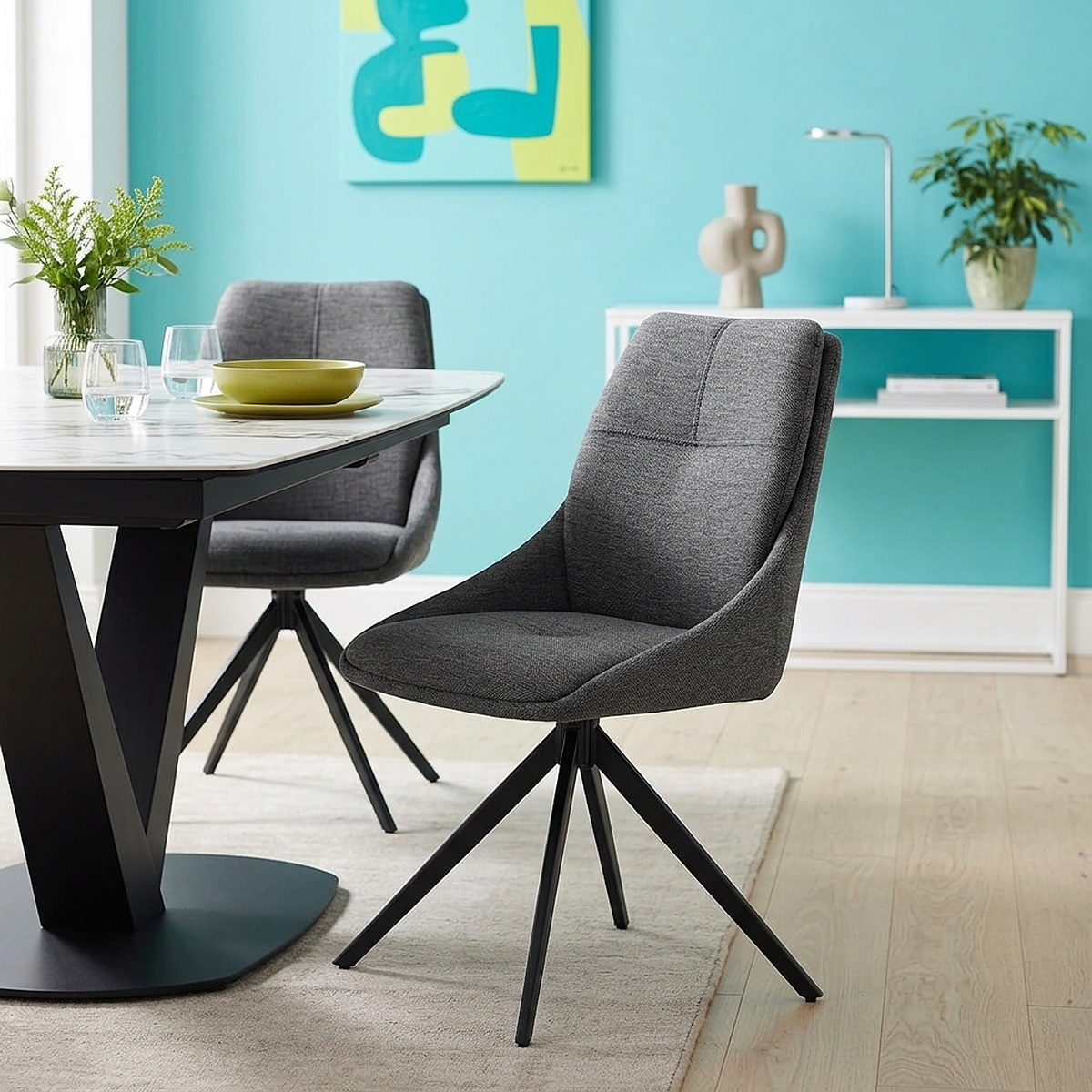 Nova Dining Chair Charcoal Fabric
