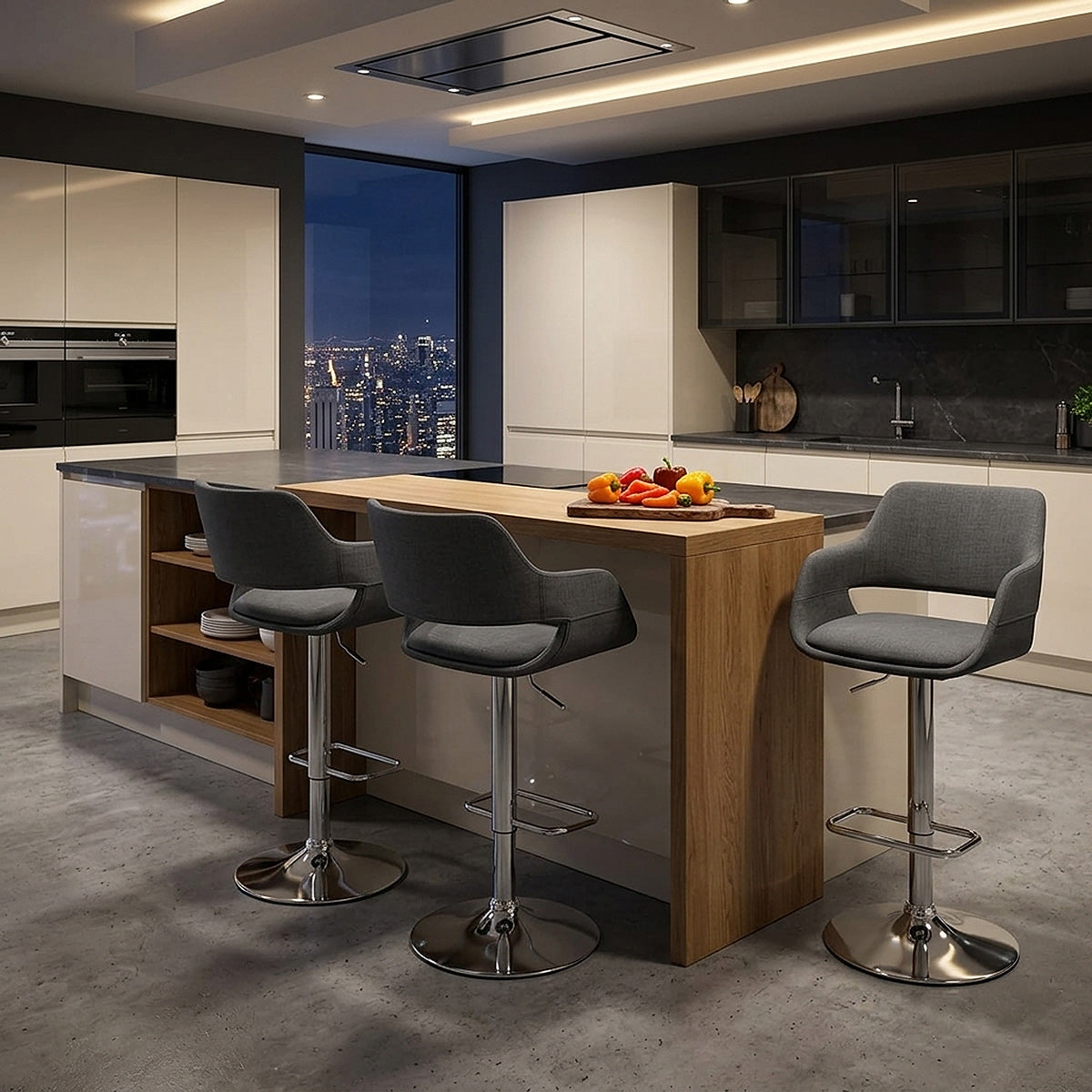 Nuevo Bar Stool Charcoal Fabric