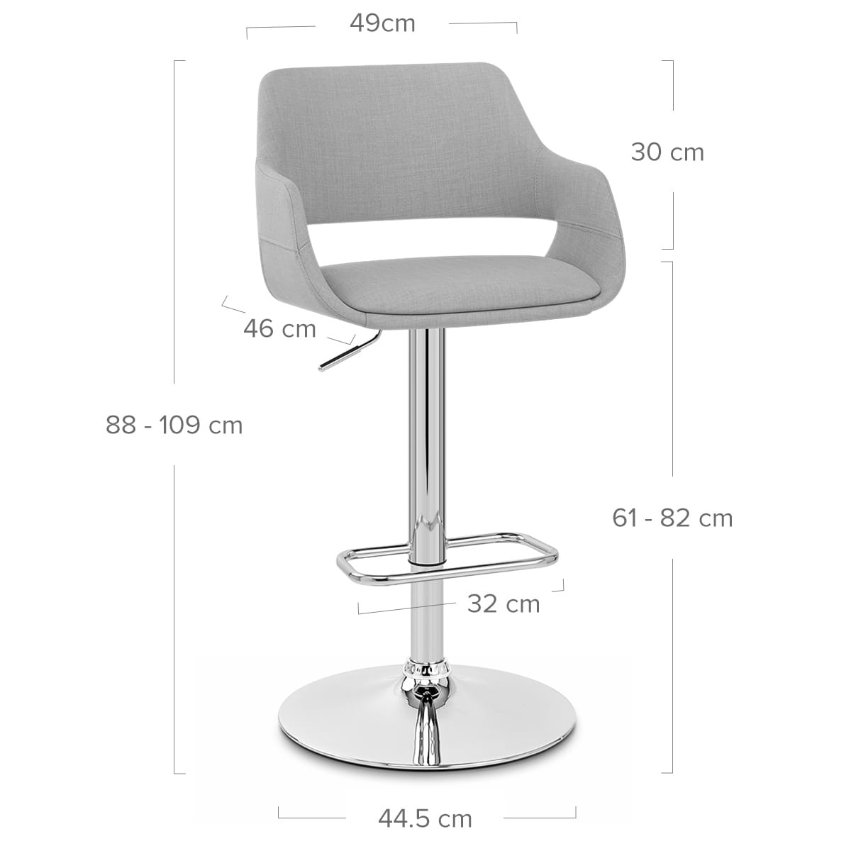 Nuevo Bar Stool Grey Fabric