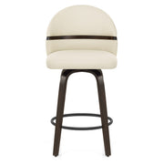 Odessa Dark Walnut Bar Stool Cream Real Leather