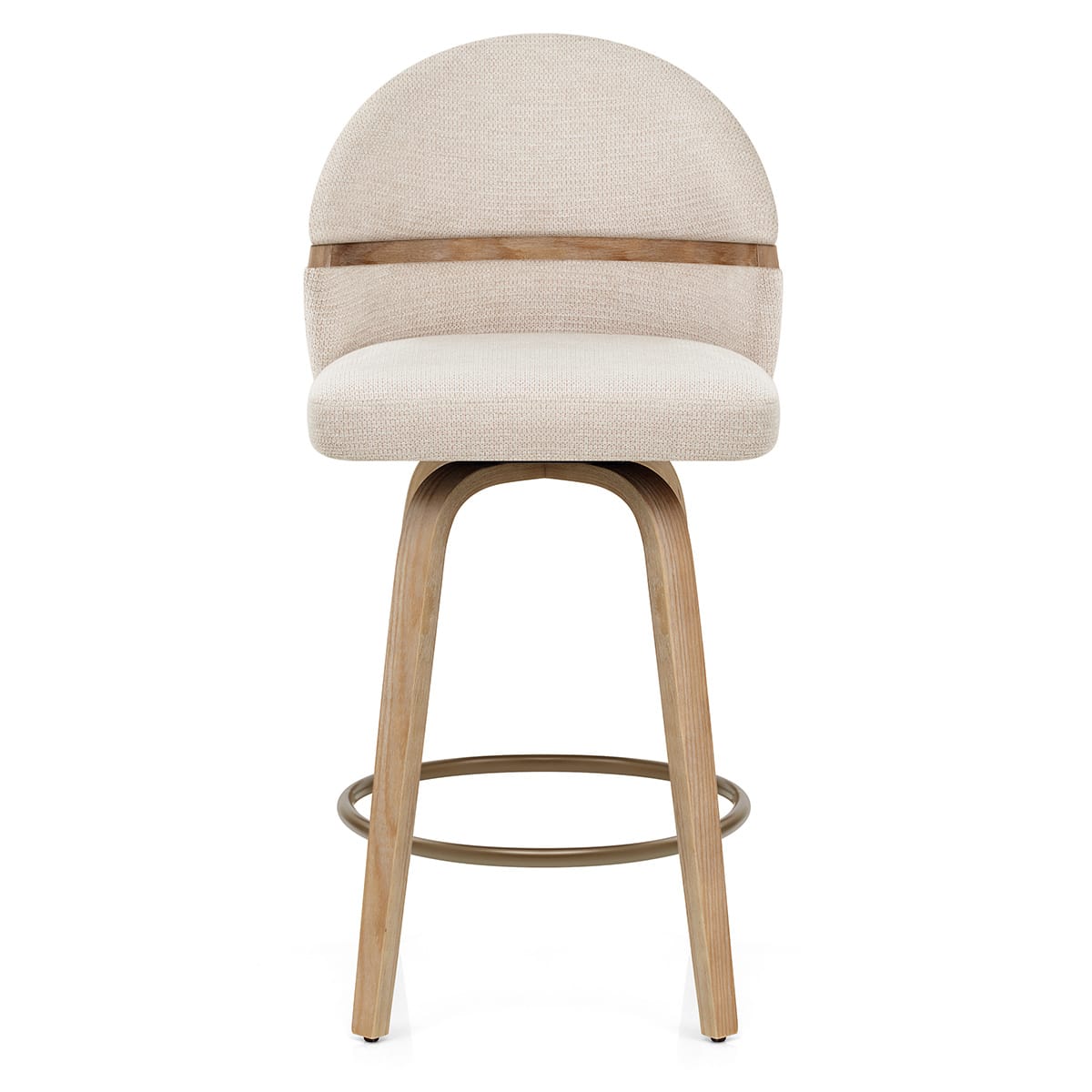 Odessa Oak Bar Stool Beige Fabric