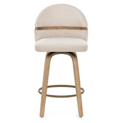 Odessa Oak Bar Stool Beige Fabric
